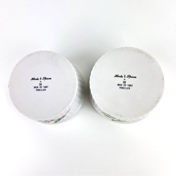 Shafford Herbs & Spices Set of 2 Ceramic Ramekins Baking Dishes 4" Botanical Art - Picture 6 of 8